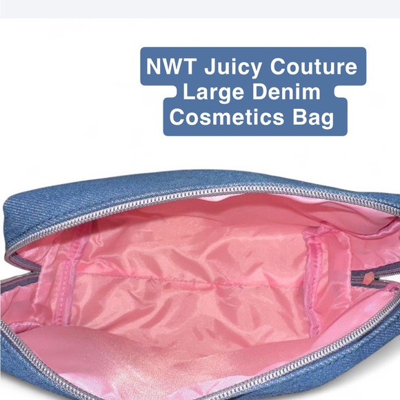 Juicy Couture Blue Denim Cosmetics Bag w/ Bonus Travel Bottle - Picture 2 of 12